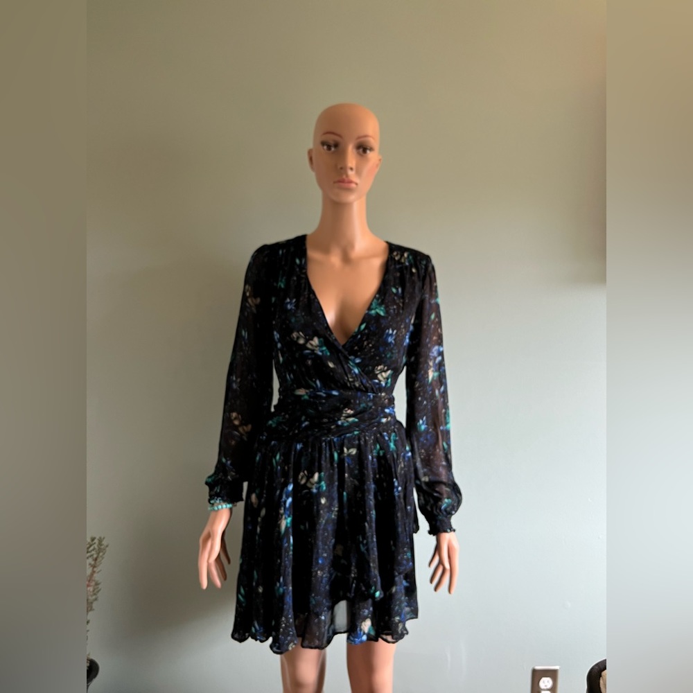 Anthropologie | Ruched Floral Mini Dress Size Small